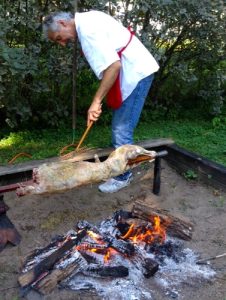 My friend Dan Balach was the hero of the day: preparing a Greek-style lamb for the 50th birthday bash.