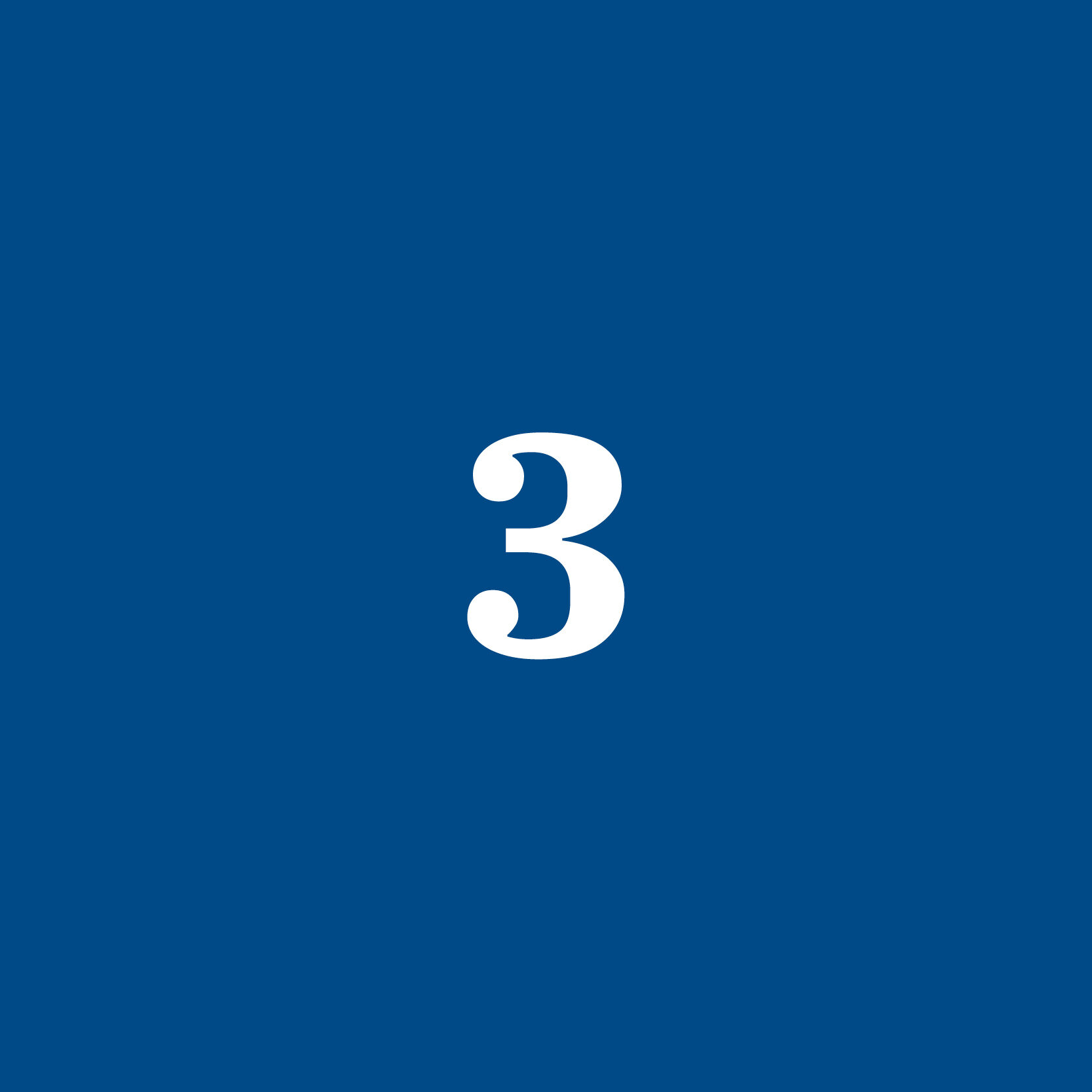 Blue background with a white number 3