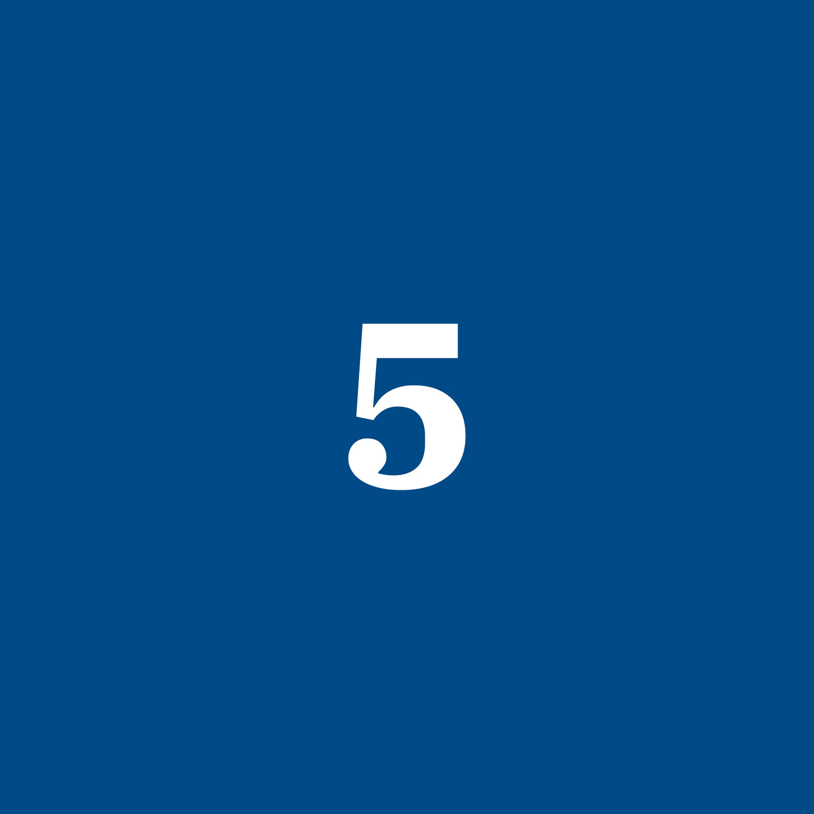 Blue background with a white number 5